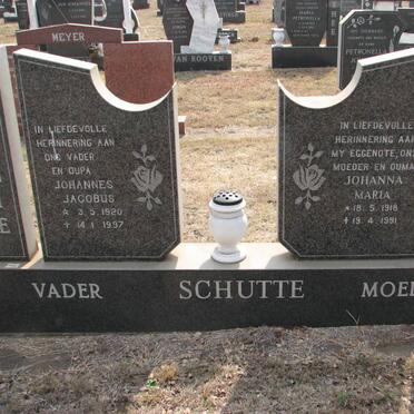 SCHUTTE Johannes Jacobus 1920-1997 &amp; Johanna Maria 1918-1991