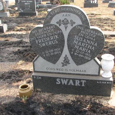 SWART Frederik Swerus 1932-1994 &amp; Susanna Martha Maria 1933-2001