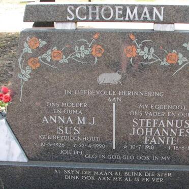 SCHOEMAN Stefanus Johannes 1918-1989 &amp; Anna M.J. BEZUIDENHOUT 1926-1990