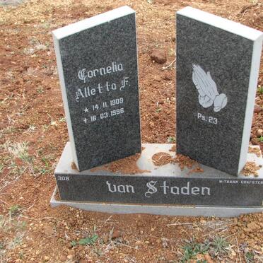 STADEN Cornelia Aletta F., van 1909-1996