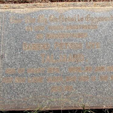 TALJAARD Barend Petrus Uys 1873-1967