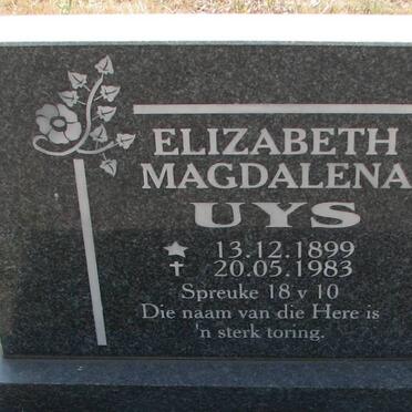 UYS Elizabeth Magdalena 1899-1983