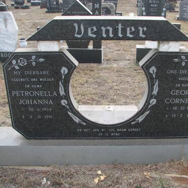 VENTER Georg Cornelis 1933-1992 &amp; Petronella Johanna 1934-1991