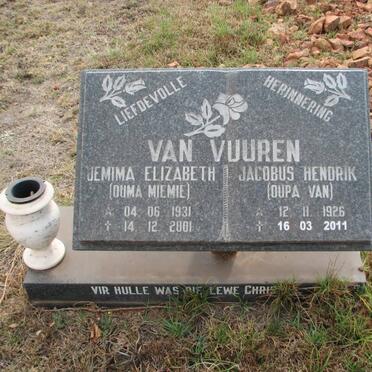 VUUREN Jacobus Hendrik, van 1926-2011 &amp; Jemima Elizabeth 1931-2001