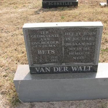 WALT Bets, van der 1937-1995