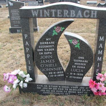 WINTERBACH John James O'Niell 1933-1996 &amp; Lucia 1936-2007