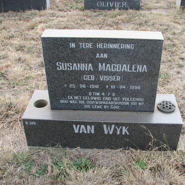 WYK Susanna Magdalena, van ,ee VISSER 1916-1996