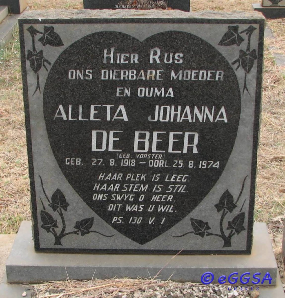 BEER Alleta Johanna, de nee VORSTER 1918-1974