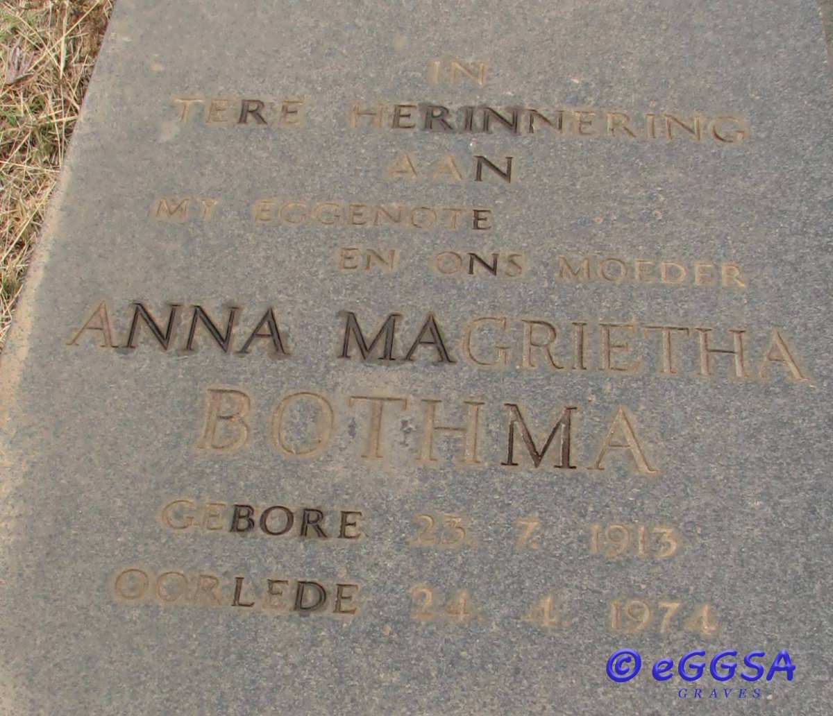 BOTHMA Anna Magrietha 1913-1974