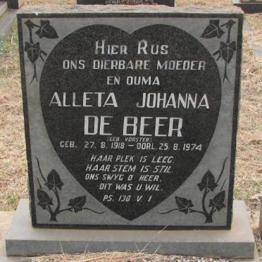 BEER Alleta Johanna, de nee VORSTER 1918-1974