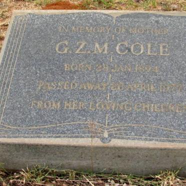 COLE G.Z.M. 1894-1977