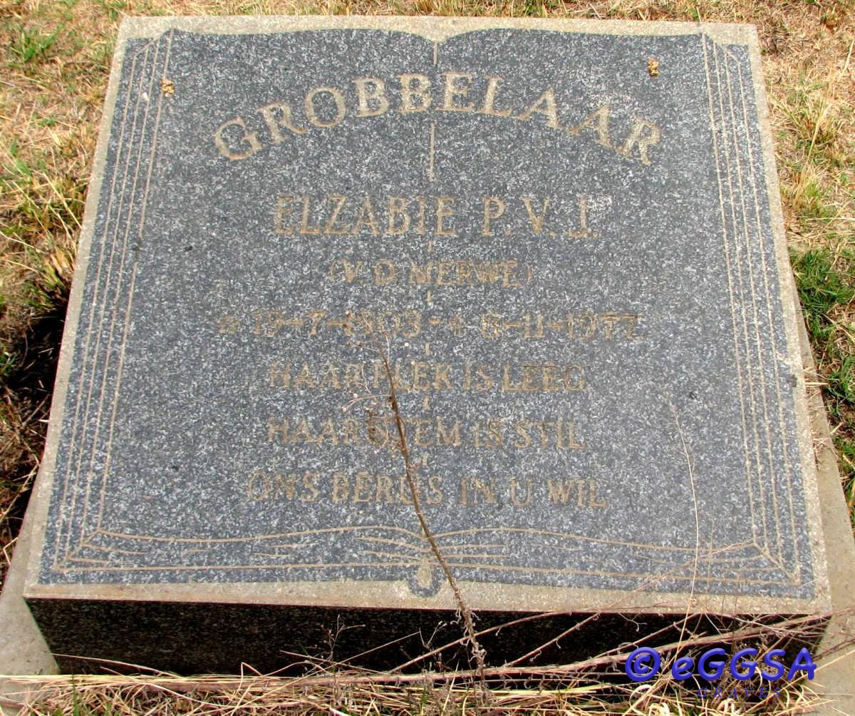 GROBBELAAR Elzabie P.V.J. nee V.D. MERWE 1903-1977