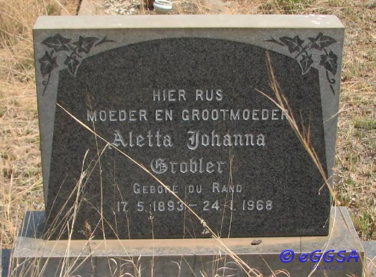 GROBLER Aletta Johanna nee DU RAND 1893-1968