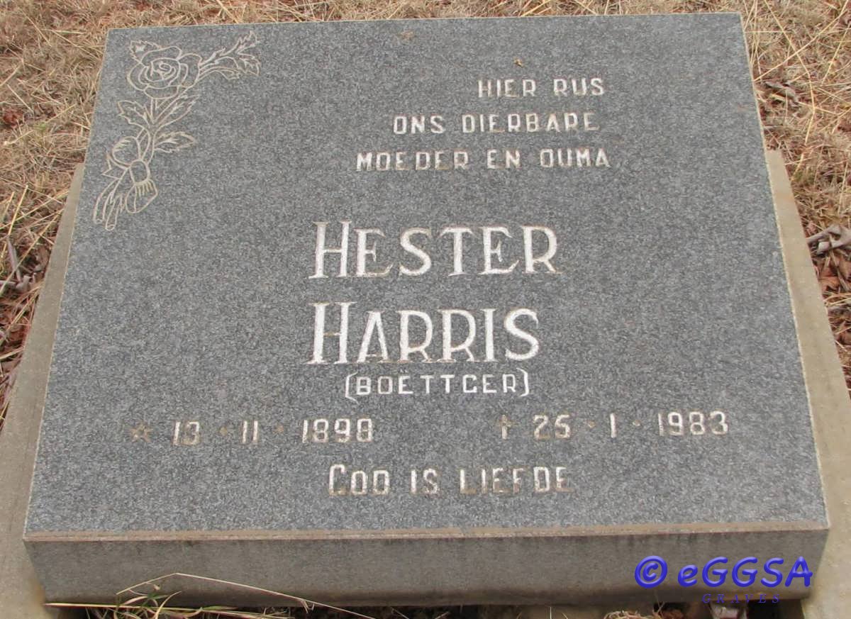 HARRIS Hester nee BOËTTGER 1898-1983