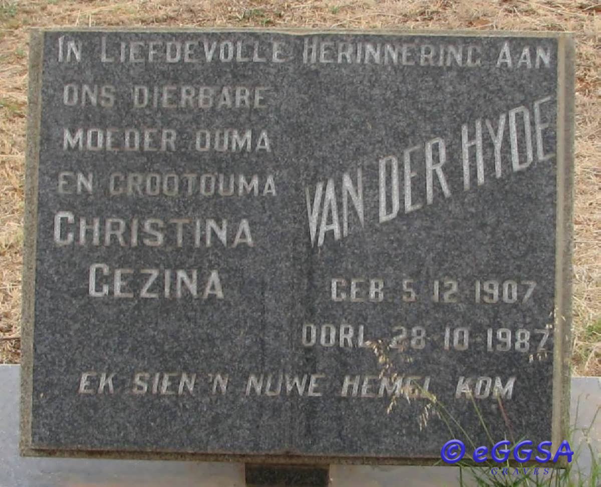 HYDE Christina Gezina, van der 1907-1987