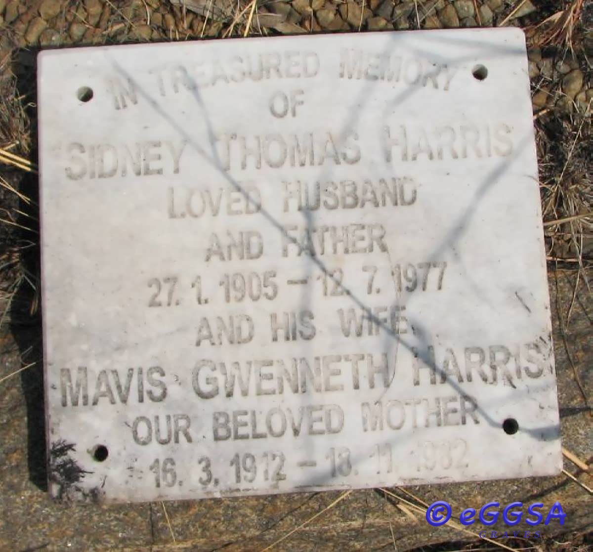 HARRIS Sidney Thomas 1905-1977 &amp; Mavis Gwenneth 1912-1982