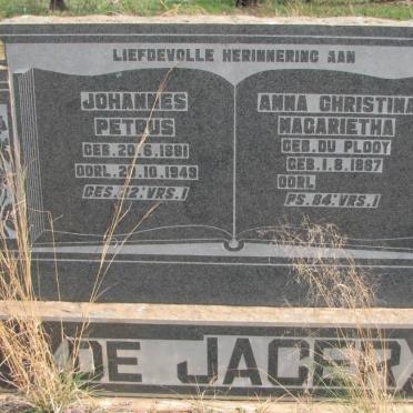 JAGER Johannes Petrus, de 1881-1949 &amp; Anna Christina Magarietha DU PLOOY 1887-