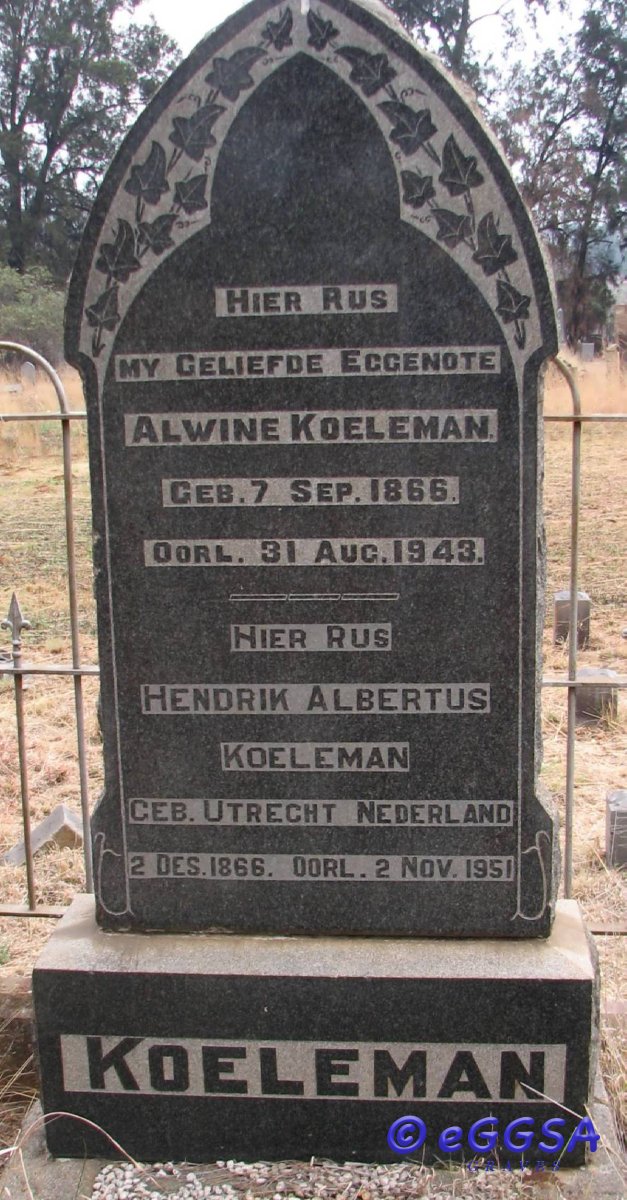 KOELEMAN Hendrik Albertus 1866-1951 &amp; Alwine 1866-1943