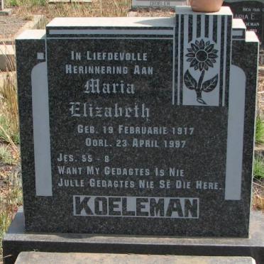 KOELEMAN Maria Elizabeth 1917-1997