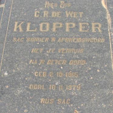 KLOPPER C.R.de Wet 1915-1979