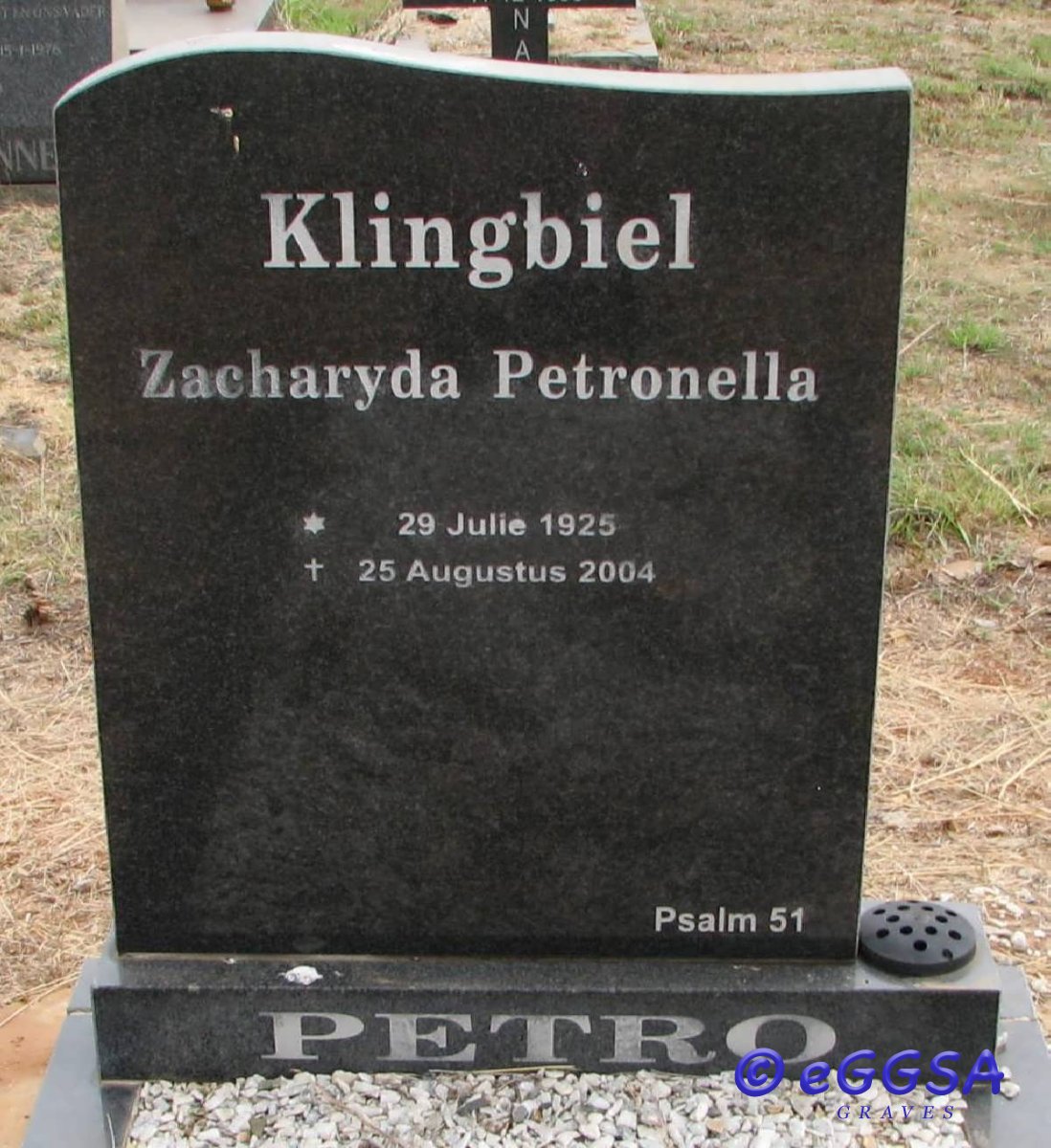 KLINGBIEL Zacharyda Petronella 1925-2004