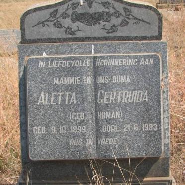KLERK Aletta Gertruida, de nee HUMAN 1899-1983