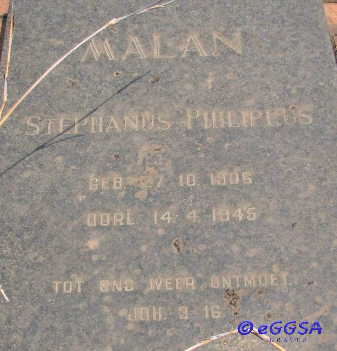 MALAN Stephanus Philippus 1906-1945