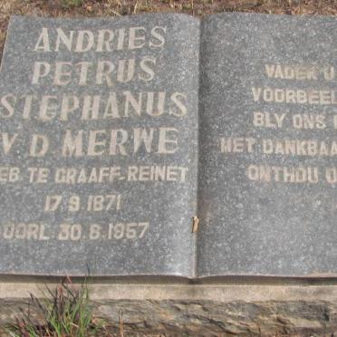 MERWE Andries Petrus Stephanus, v.d. 1871-1957