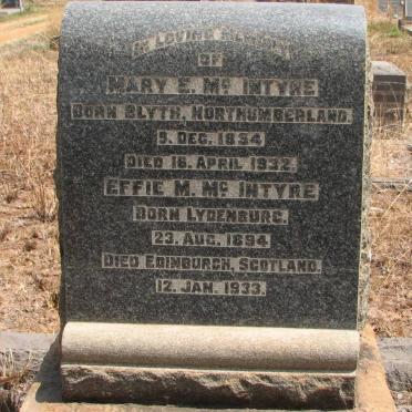 McINTYRE Mary E. 1854-1932 :: McINTYRE Effie M. 1894-1933