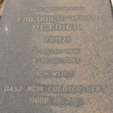 PETRICK Friedrich Oskar 1901-1993