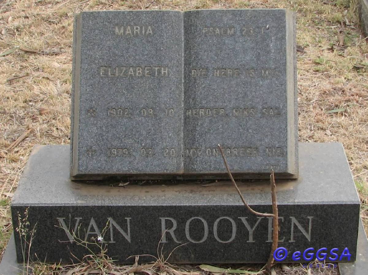 ROOYEN Maria Elizabeth, van 1902-1979