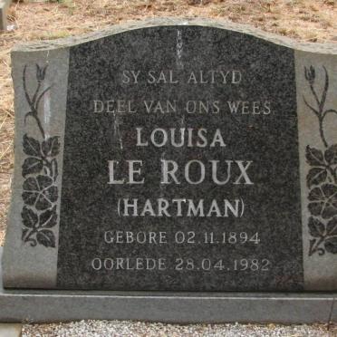 ROUX Louisa, le HARTMAN 1894-1982