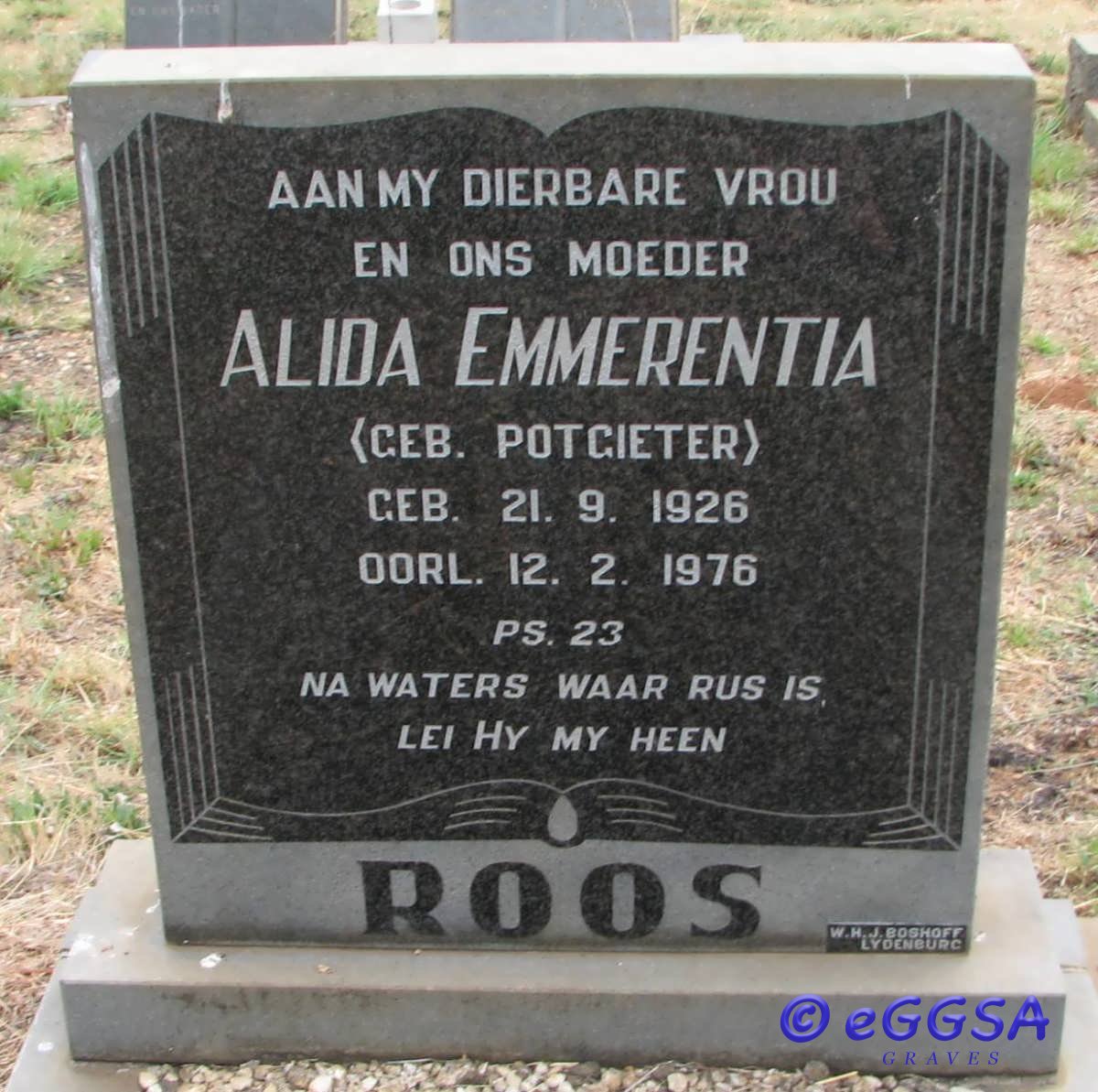 ROOS Alida Emmerentia nee POTGIETER 1926-1976