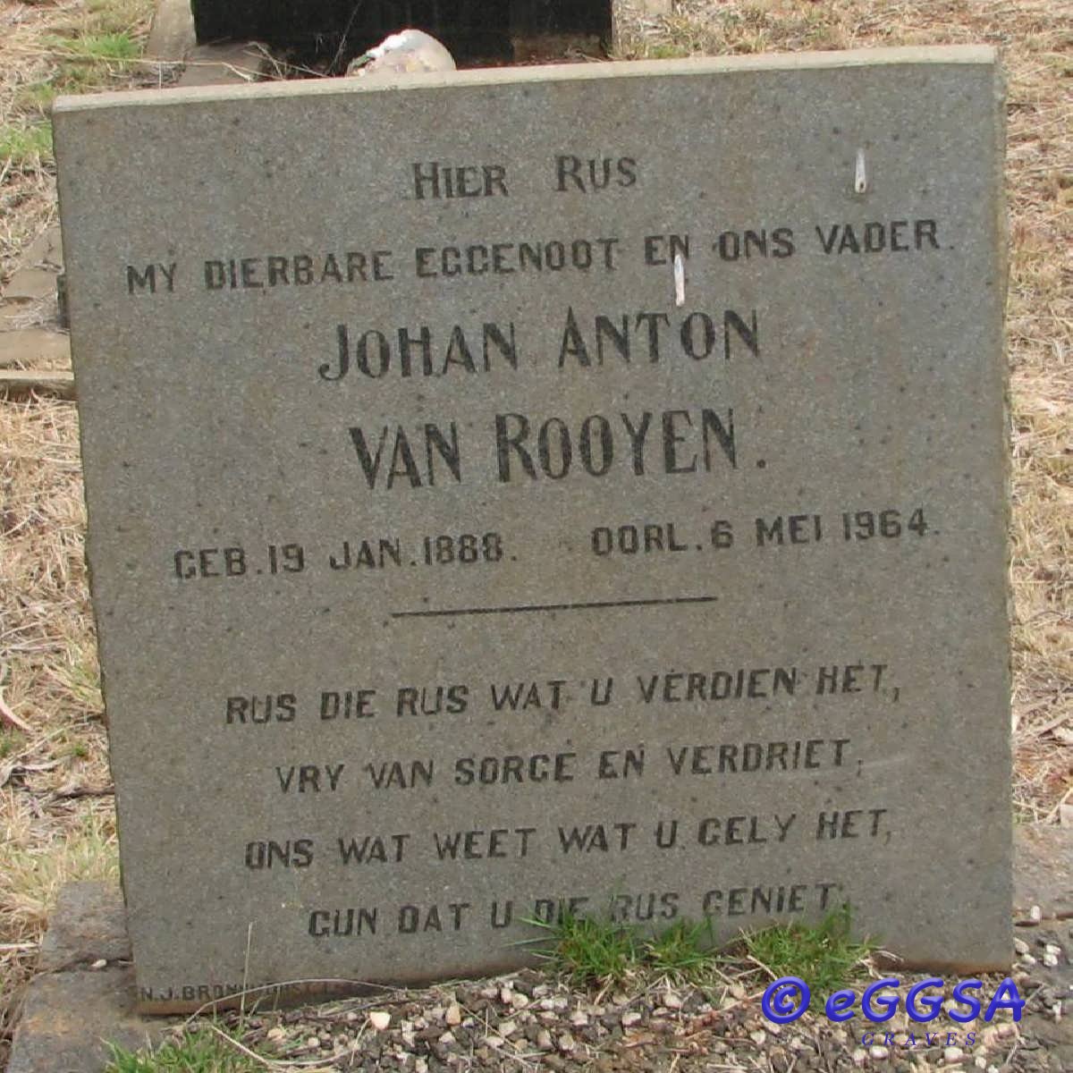 ROOYEN Johan Anton, van 1888-1964