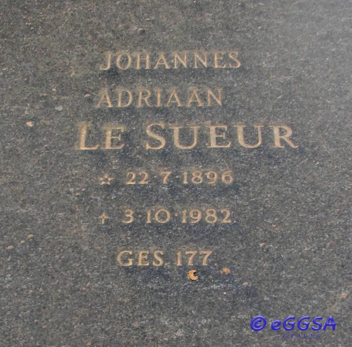 SUEUR Johannes Adriaan, le 1896-1982