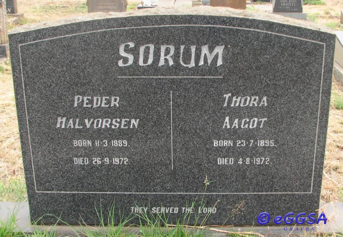 SORUM Peder Halvorsen 1889-1972 &amp; Thora Aagot 1895-1972