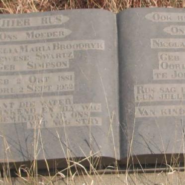 SWARTZ Nicolaas 1851-1919 &amp; Cornelia Maria BROODRYK voorheen Swarts nee SIMPSON 1881-1952