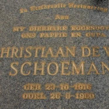 SCHOEMAN Christiaan de Wet 1916-1980