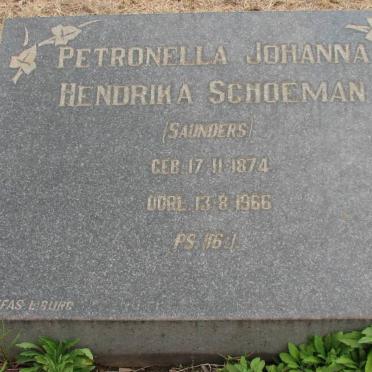 SCHOEMAN Petronella Johanna Hendrika nee SAUNDERS 1874-1966