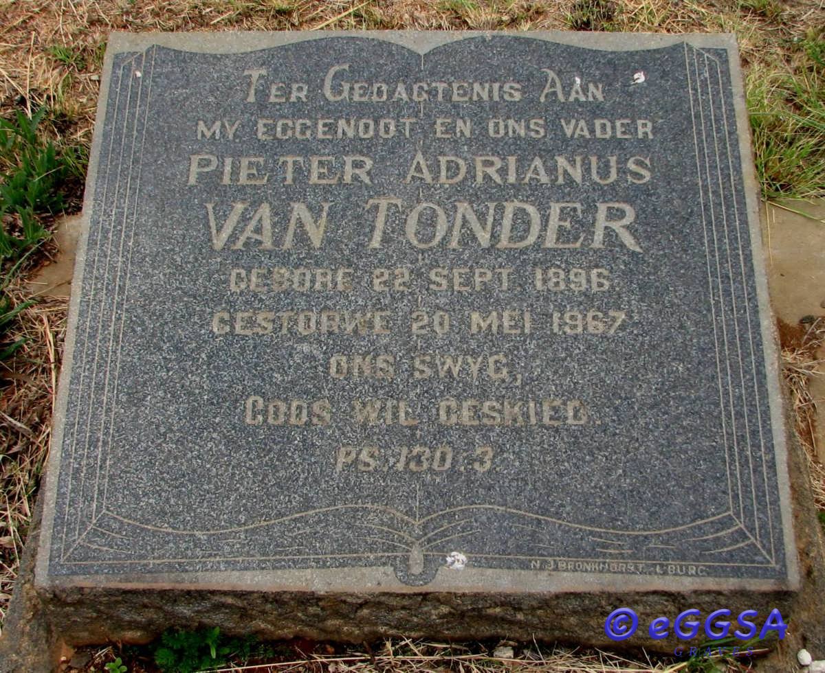 TONDER Pieter Adrianus, van 1896-1967