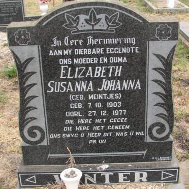VENTER Elizabeth Susanna Johanna nee MEINTJIES 1903-1977