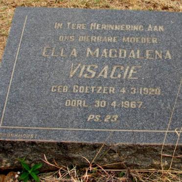 VISAGIE Ella Magdalena nee COETZER 1920-1967