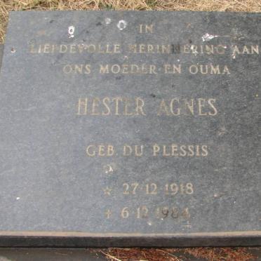 VENTER Hester Agnes nee DU PLESSIS 1918-1984