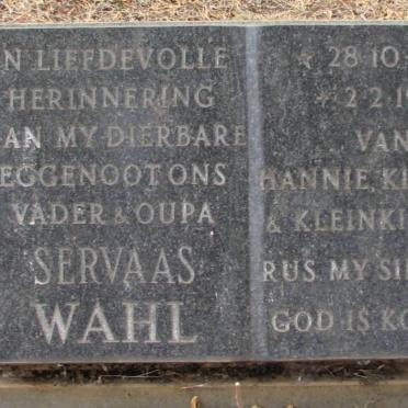 WAHL Servaas 1924-1981
