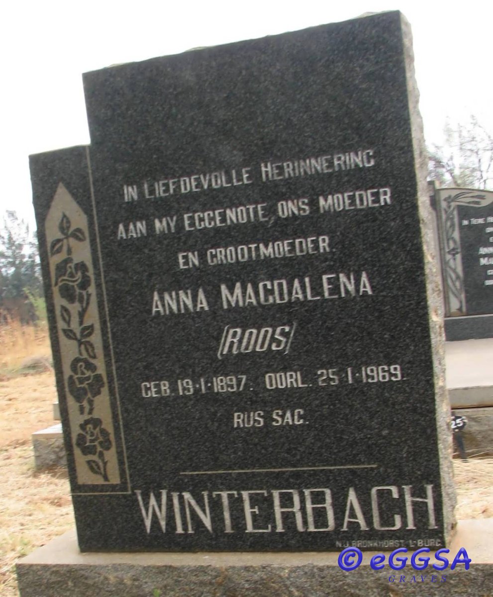 WINTERBACH Anna Magdalena nee ROOS 1897-1969