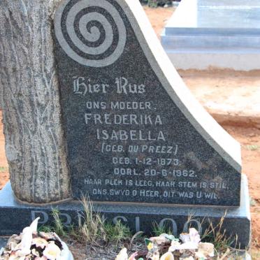 PRINSLOO Frederika Isabella nee DU PREEZ 1873-1962