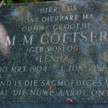 COETSER M.M. nee VOSLOO 1904-1988