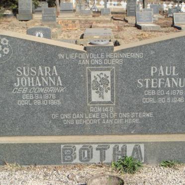 BOTHA Paul Stefanus 1876-1946 &amp; Susara Johanna COMBRINK 1876-1965