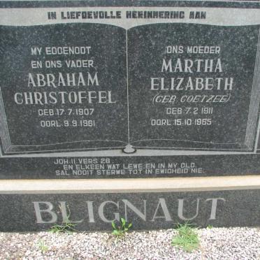 BLIGNAUT Abraham Christoffel 1907-1961 &amp; Maria Elizabeth COETZEE 1911-1965
