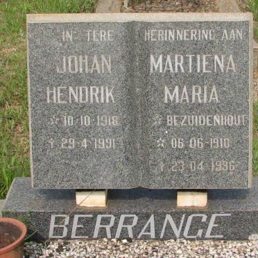 BERRANGE Johan Hendrik 1918-1991 &amp; Martiena Maria BEZUIDENHOUT 1910-1996